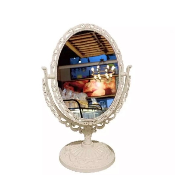 💎RESTOCK💎 Antique Vtg Victorian White Oval 360 Swivel Vanity Makeup Mirror 11” - Picture 2 of 5